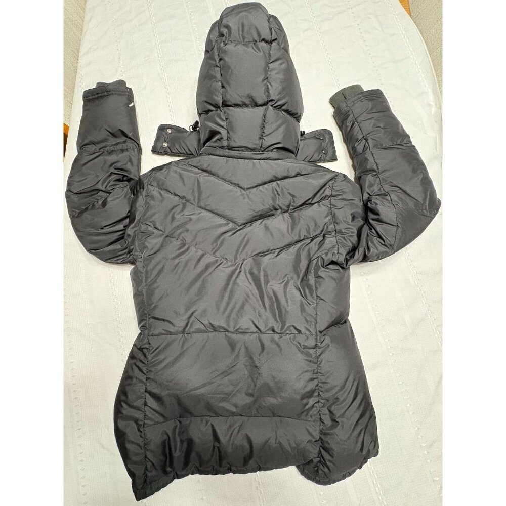 J Crew Women's Down Filled Black Puffer Jacket Coat Hood Zip Pockets Medium - Picture 4 of 12
